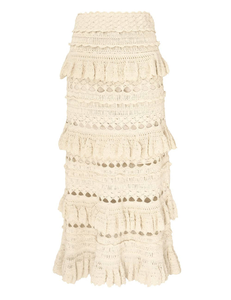 Waverly Midi Skirt Crochet Cream