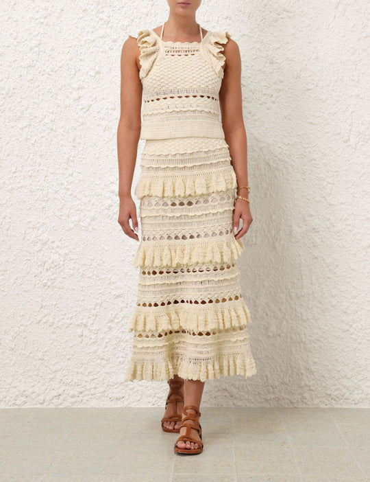 Load image into Gallery viewer, Waverly Crochet Halter Top Cream - Top
