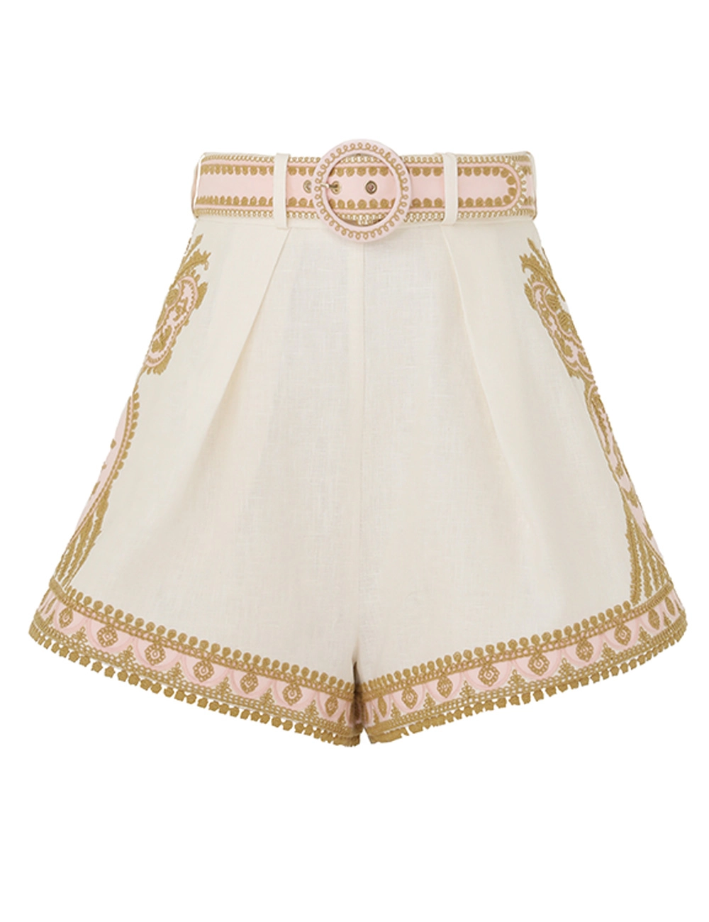 Load image into Gallery viewer, Waverly Embroidered Tuck Short In Cream/Gold - Shorts
