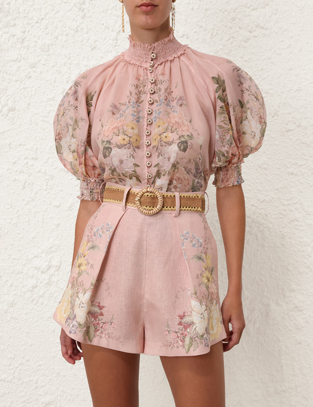 Load image into Gallery viewer, Waverly Short Sleeve Blouse Pink Floral - Top
