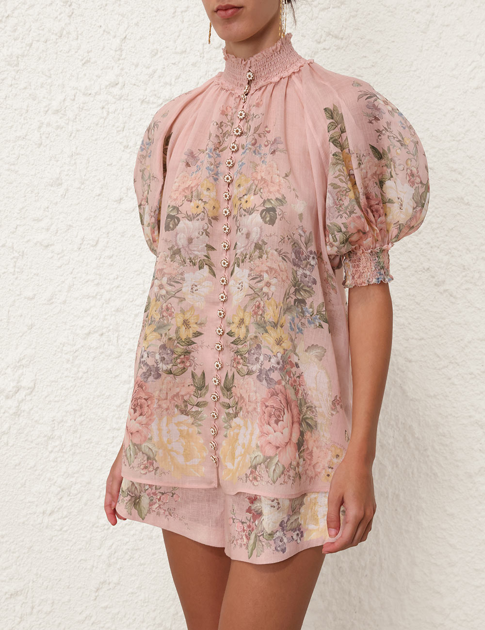 Load image into Gallery viewer, Waverly Short Sleeve Blouse Pink Floral - Top
