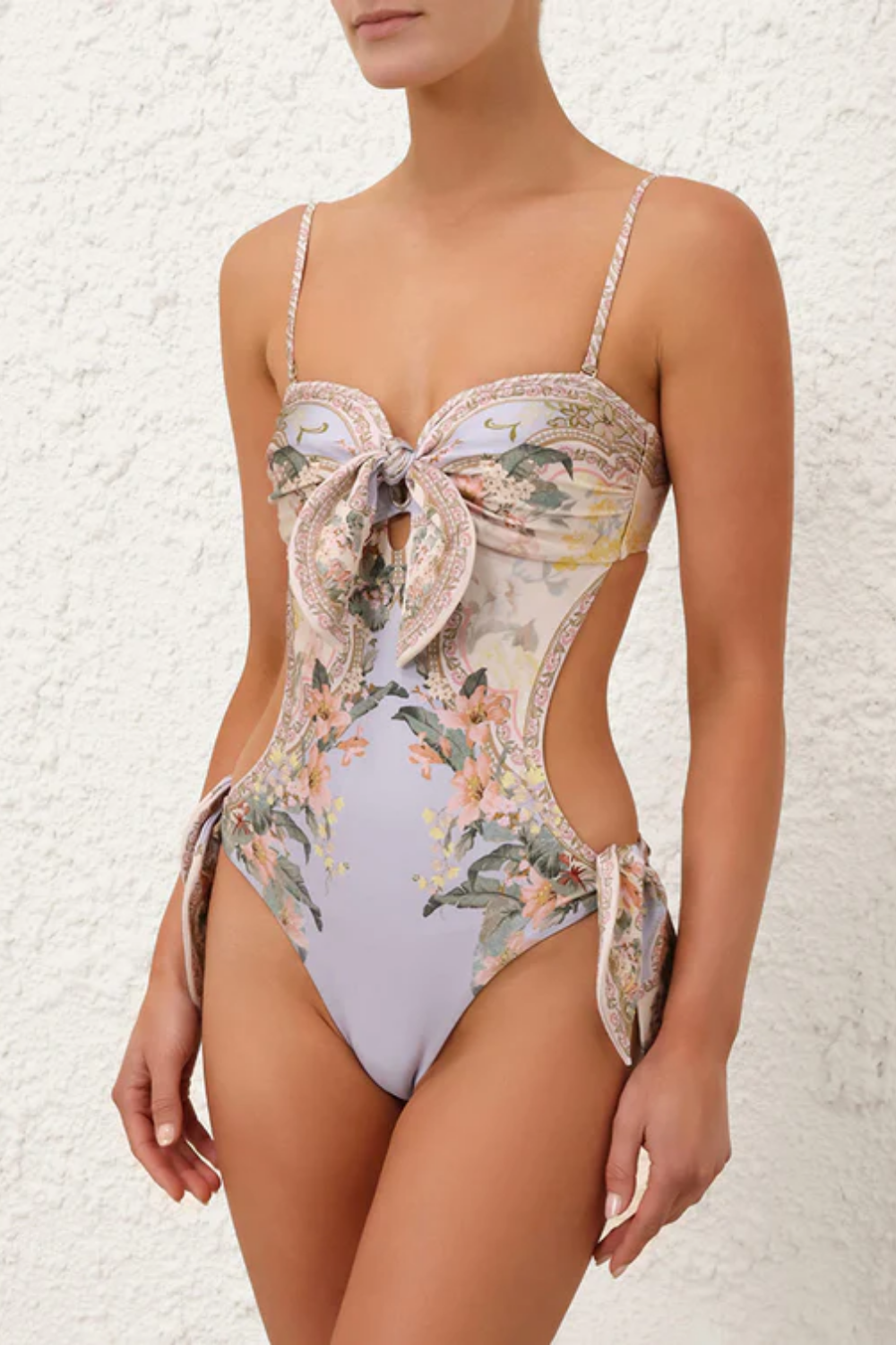 Wylie Scarf Tie One Piece Blue Floral