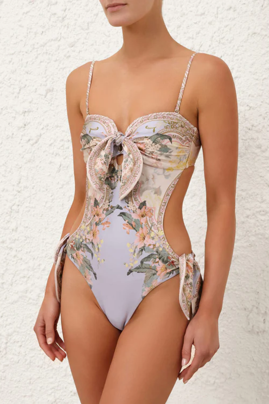 Wylie Scarf Tie One Piece Blue Floral