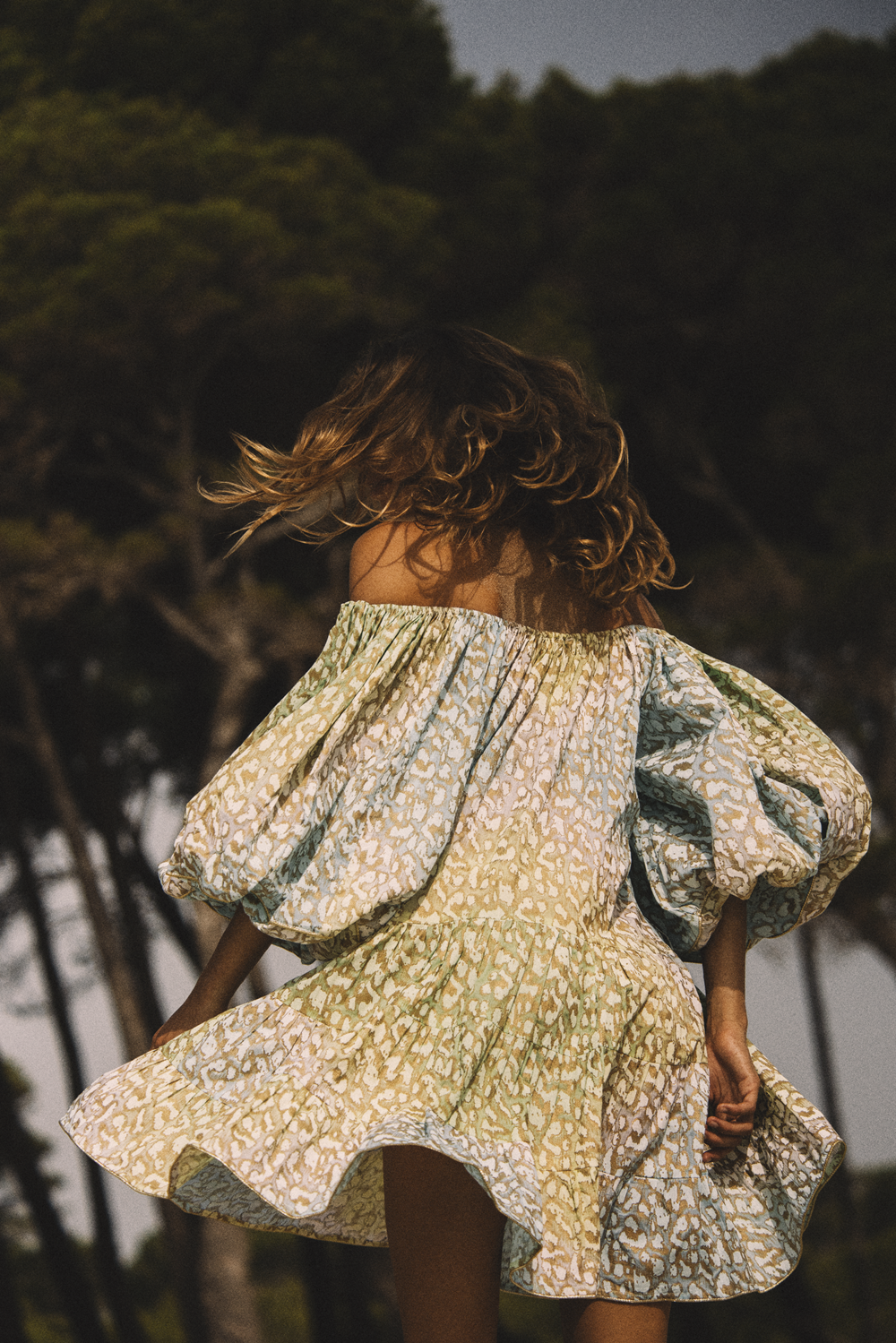 Load image into Gallery viewer, Tie Dye Boho Layer Dress With Snow Leopard Print Green Lime/Turq - ONE SIZE - Dress
