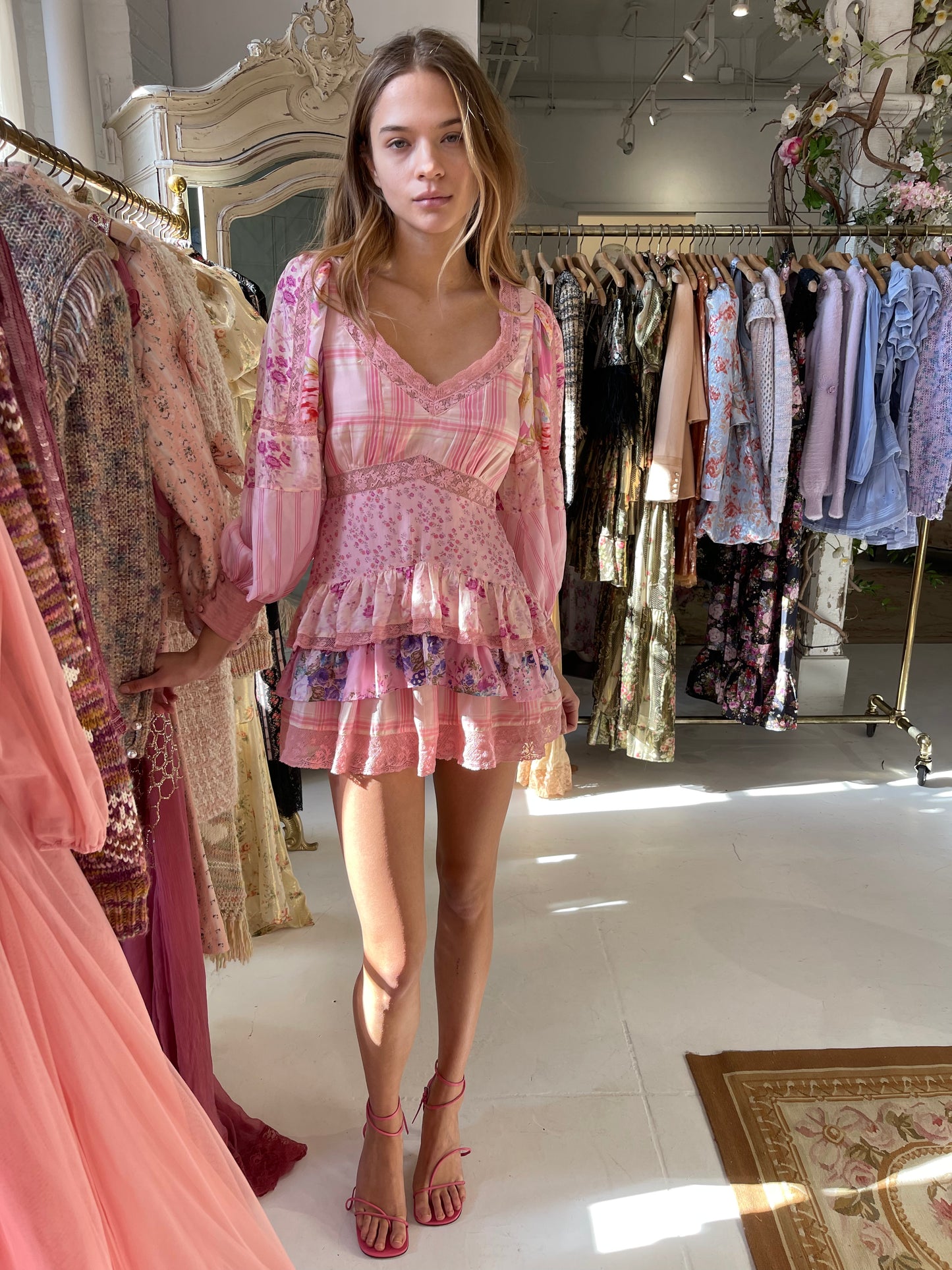 Load image into Gallery viewer, Pink Tiered Mini Dress
