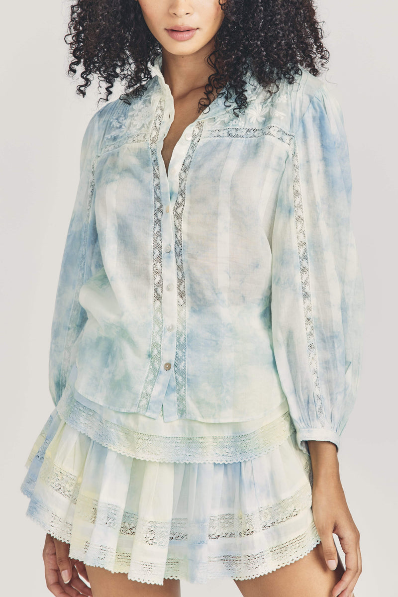 Hand Dye Button Front Top