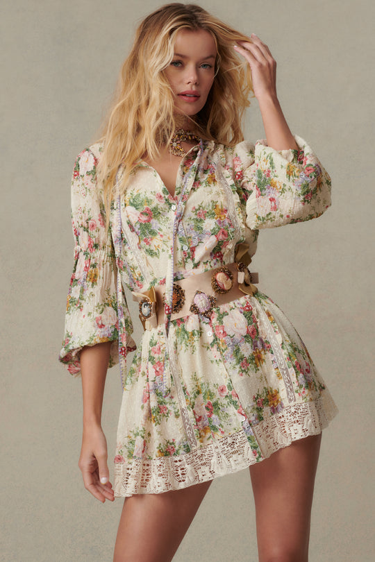 Floral Mini Dress with Sleeves