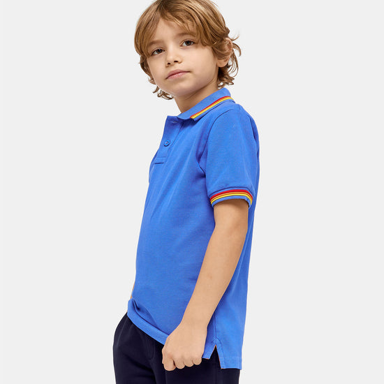 boy wearing a Boys Blue Polo Shirt