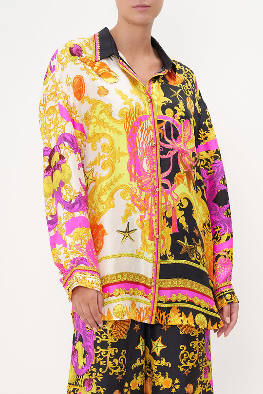 Oversized Statement Shirt with Crystal Embellishment 