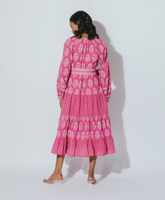 Fiji Midi Dress Mix Block Print - Dress