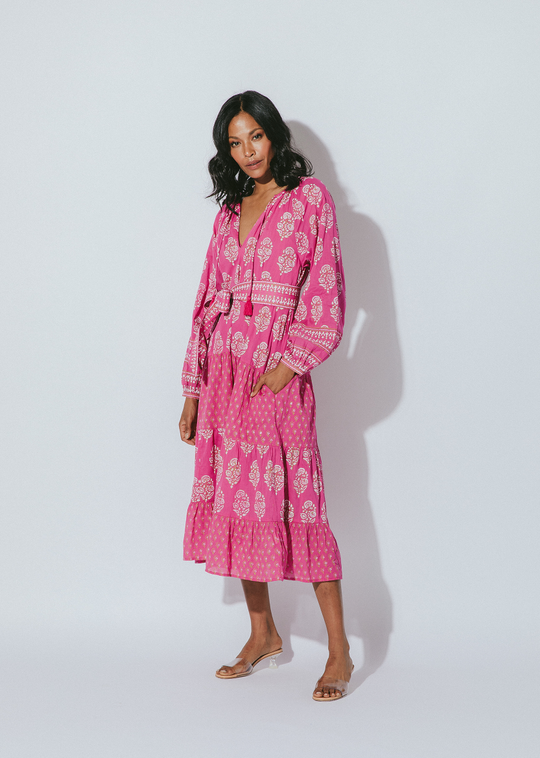 Fiji Midi Dress Mix Block Print - Dress