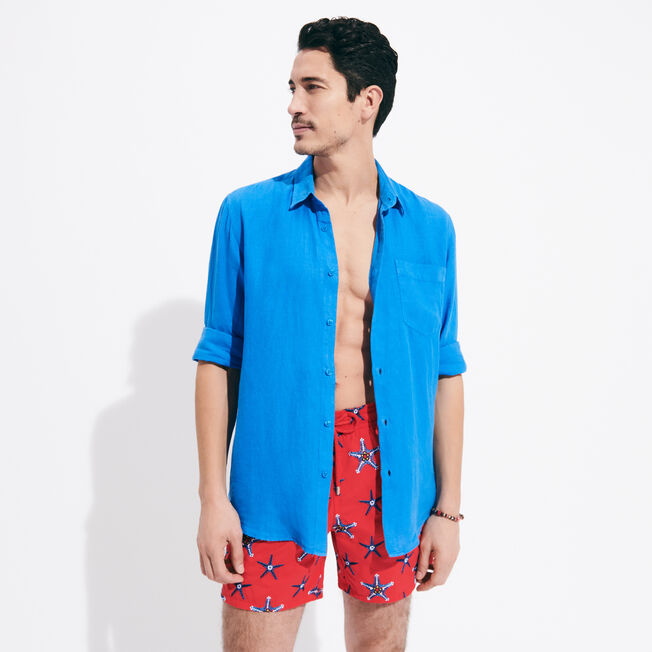 Load image into Gallery viewer, Mens Blue Linen Shirt
