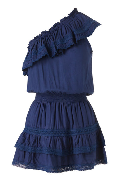 Designer One Shoulder Dress in Navy | Melissa Odabash Short Dress Navy