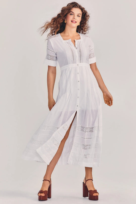 White Midi Dress with Sleeves