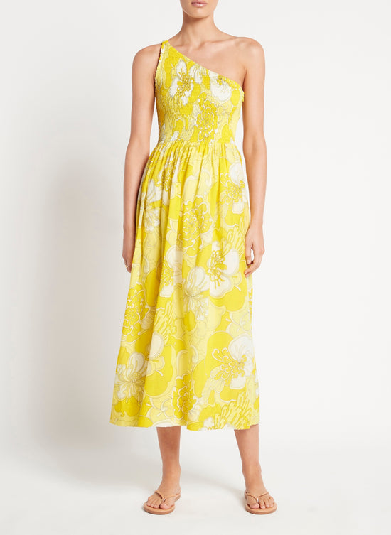 Load image into Gallery viewer, Yellow Midi Floral Dress
