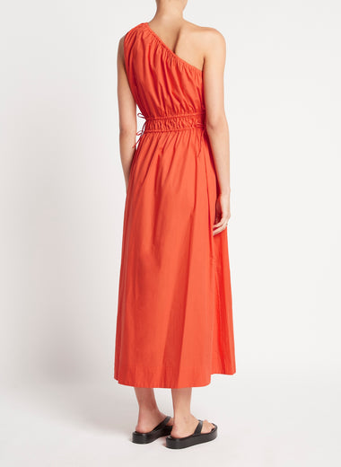 Orange One Shoulder Midi Dress