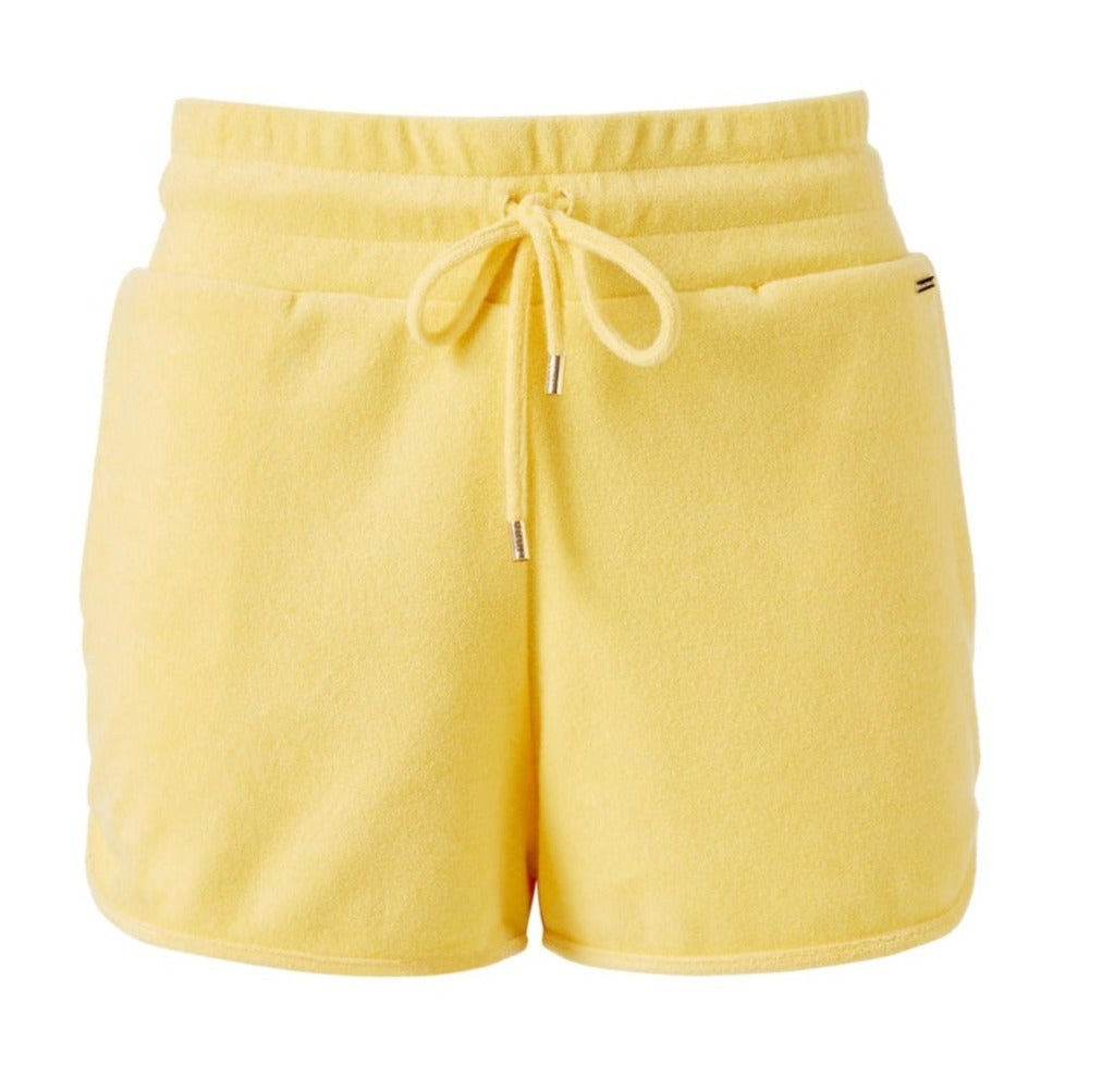 Drawstring Runner Shorts Yellow | Terry Shorts Yellow | Yellow Womens Shorts 