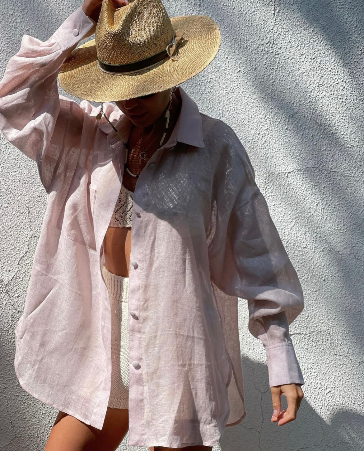 Oversized Shirt Linen Dust Rose
