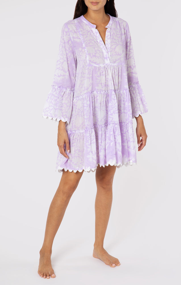 Load image into Gallery viewer, Flared Sleeve Dress In Palladio Print Lilac - Dress
