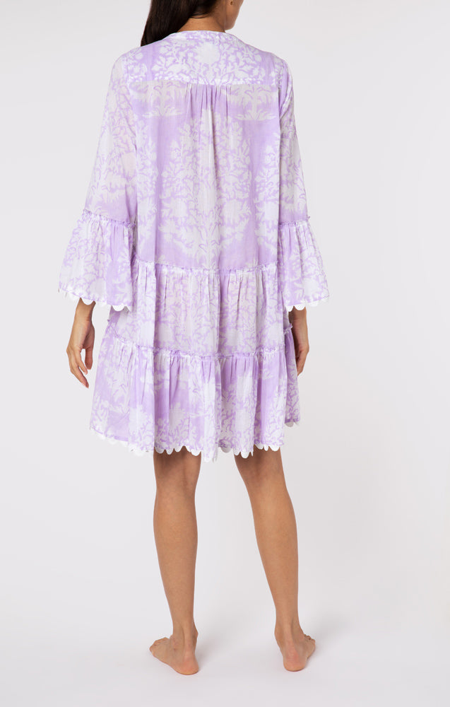 Load image into Gallery viewer, Flared Sleeve Dress In Palladio Print Lilac - Dress
