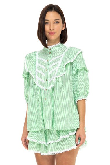 Bellatrix Blouse Seersucker Green Apple - Top
