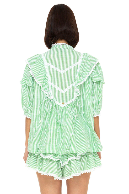Load image into Gallery viewer, Bellatrix Blouse Seersucker Green Apple - Top
