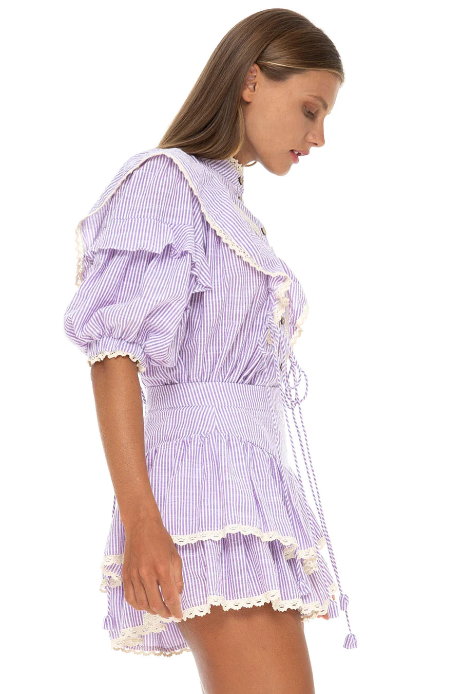 Load image into Gallery viewer, Gabriella Shorts Seersucker Prune - Shorts
