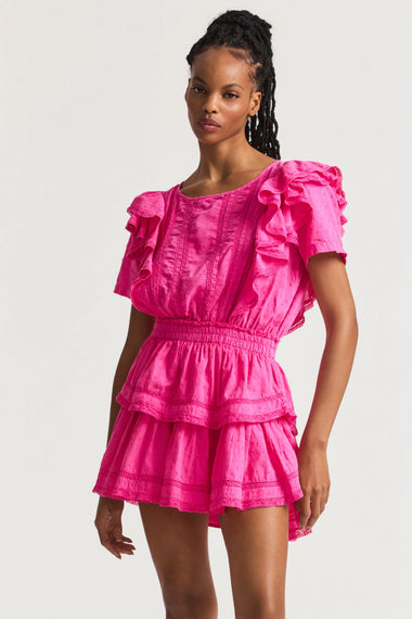 Mini Ruffle Dress in Fuchsia