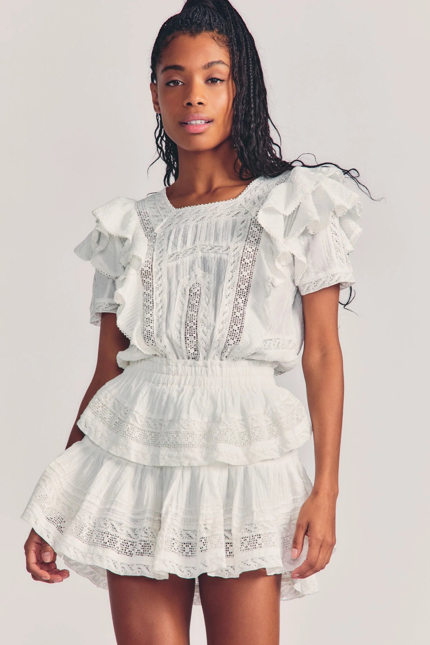 Ruffle Dress Mini in White