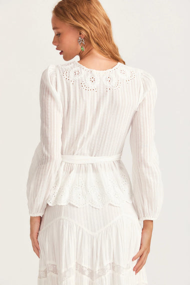 White Top with Lace Insets