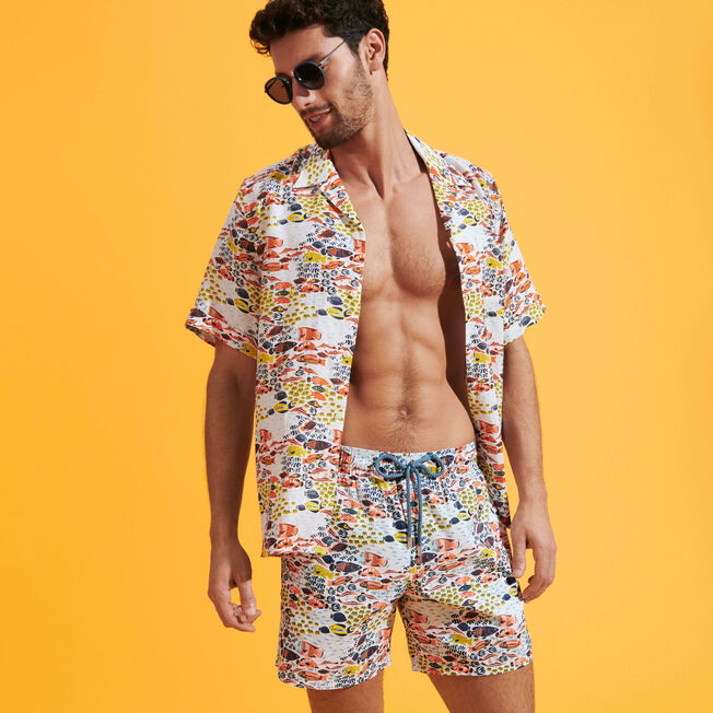 Load image into Gallery viewer, Mens Elastic Waist Swim Trunks in Fish Print
