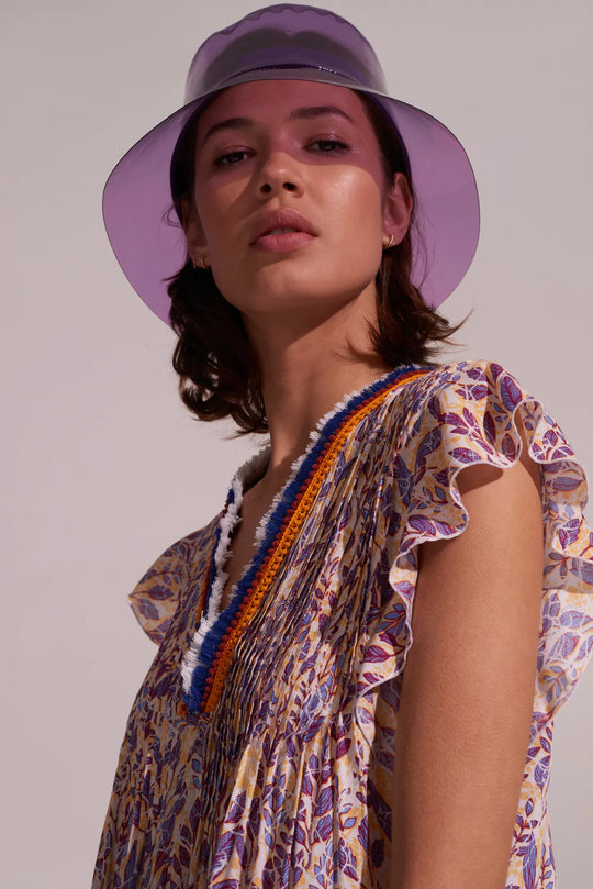 Load image into Gallery viewer, V Neck Mini Dress with Fringed Collar
