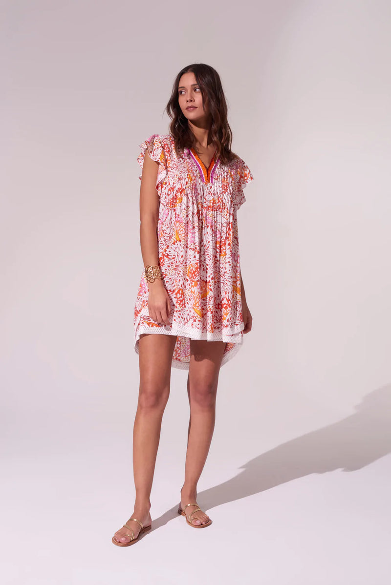 V Mini Dress with Print
