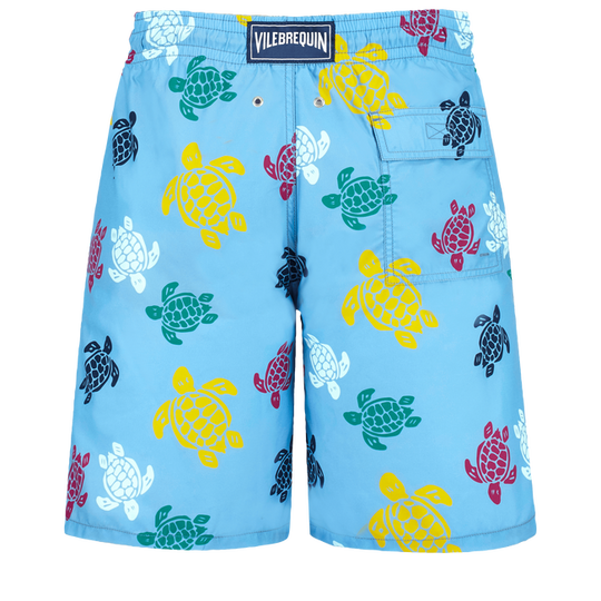 Blue Printed Board Shorts with Back Pocket