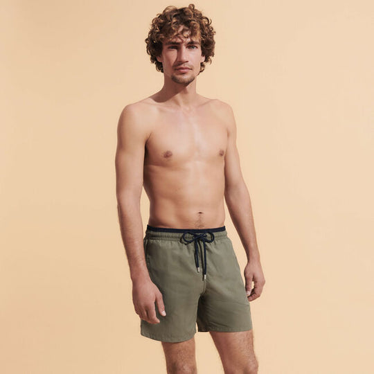 Mens Designer Swim Shorts in Green/Black