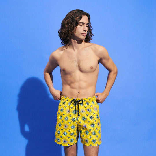 Designer Swim Shorts in Star Print | Mens Elastic Waist Swim Shorts