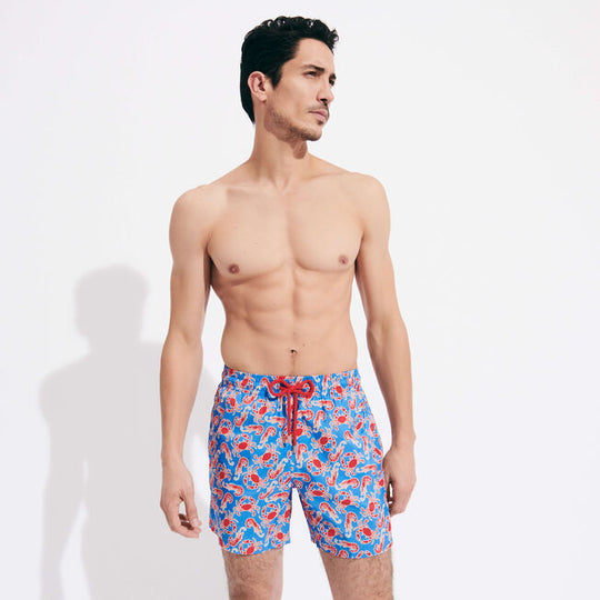 Mens Blue Swim Shorts in Crabs & Shrimps Print