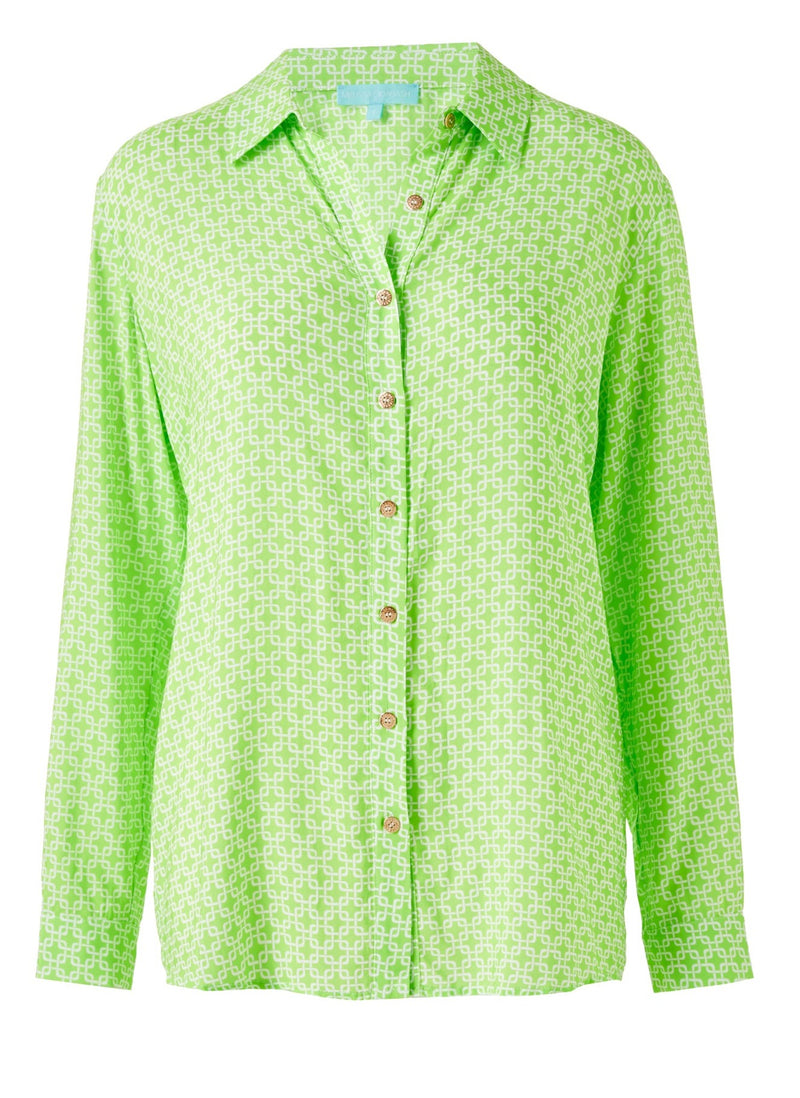 Womens Button Down Shirt in Lime - Millie Classic Buttoned Shirt Links