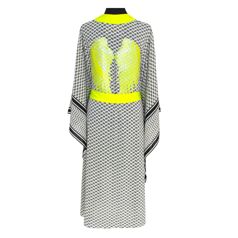 Desert Tribe Long Kimono Wings In Neon Yellow
