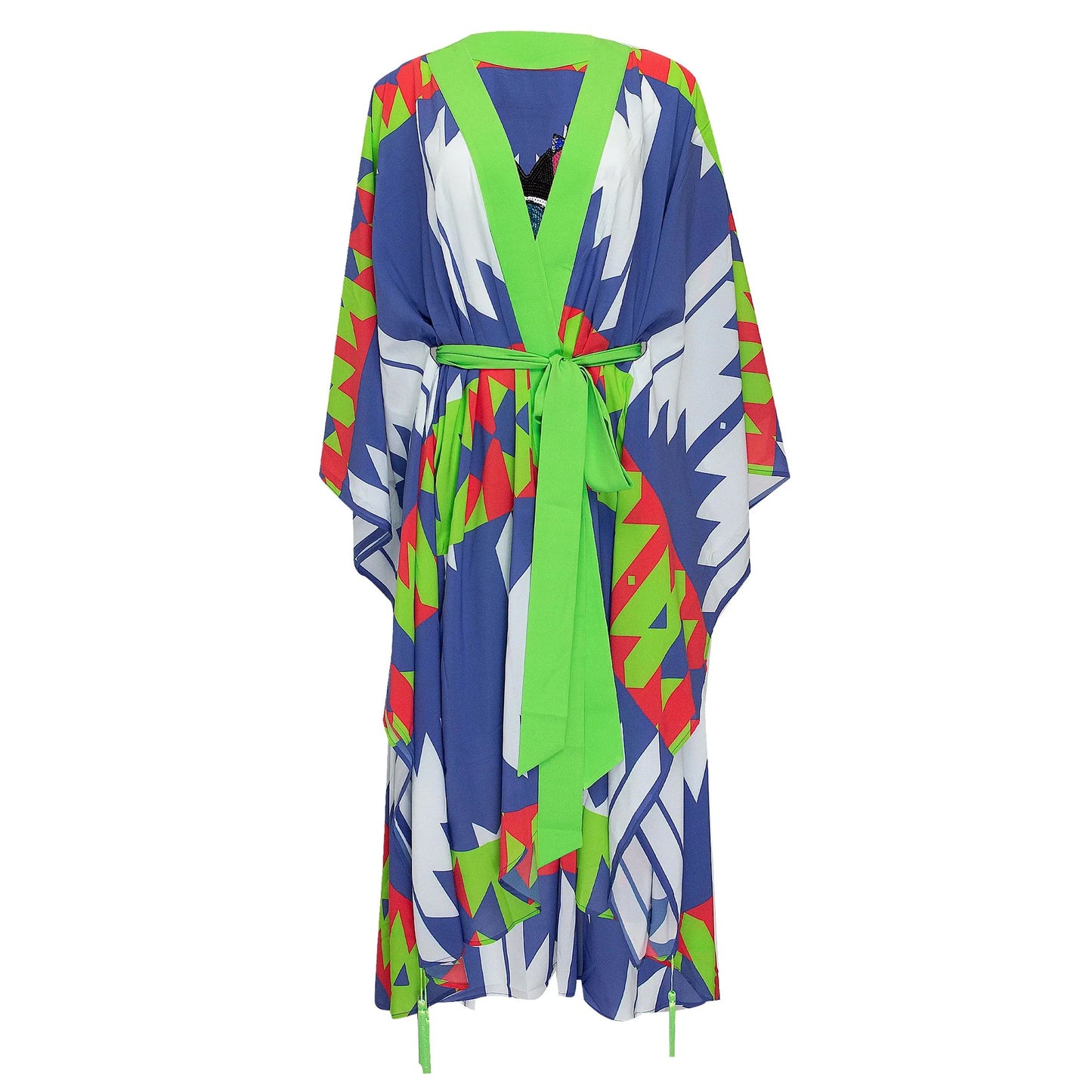 Evil Eye Love Tribal Blue In Neon Green Long
