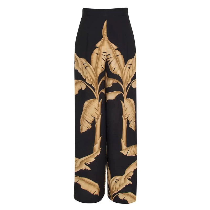 Jungle Gold Palm Marbella Pants Black
