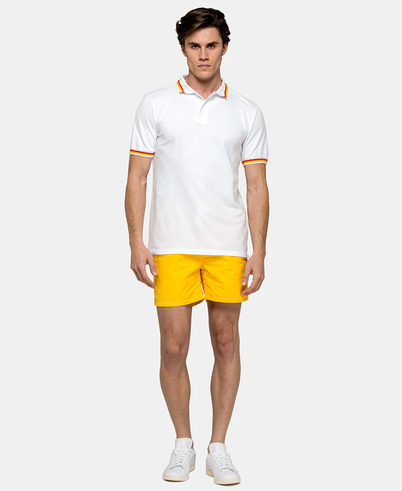 Load image into Gallery viewer, man wearing white polo shirt for men 

