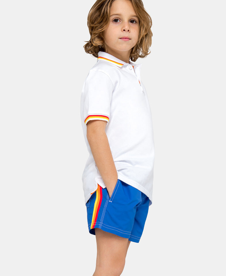 Boys White Polo Shirt Kids White Polo Shirt With Trim