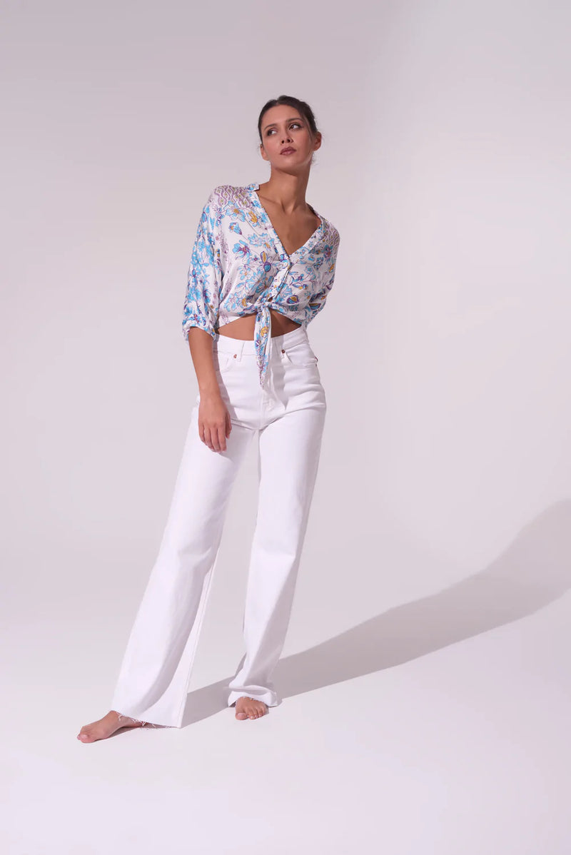 Shirt Azia Botanique White Blue