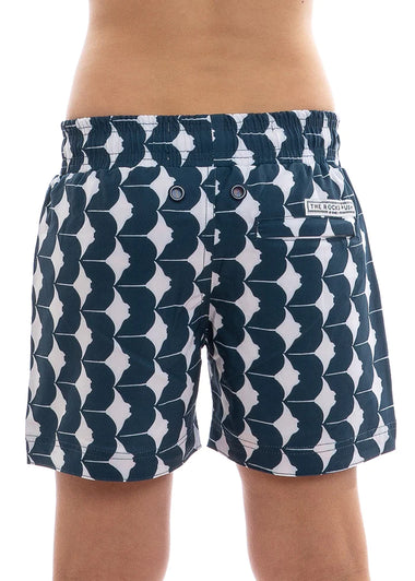 Boys Swim Shorts in Navy/White