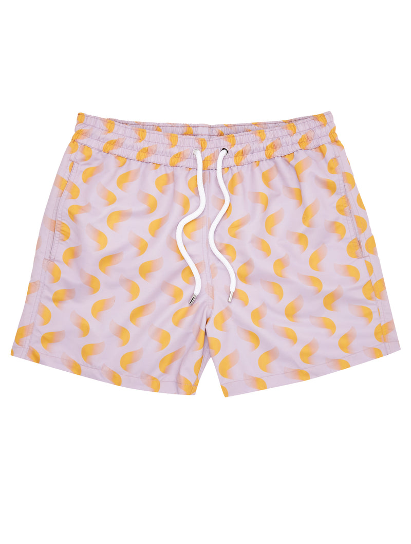 Men’s Swim Shorts in Lilac/Yellow