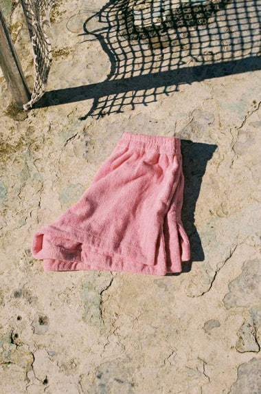 Terry Cotton Shorts in Pink