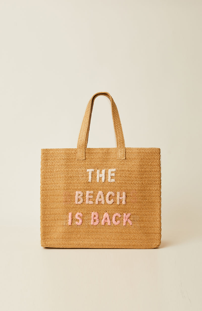 The Beach Is Back Tote Bag Sand/Coral Rainbow