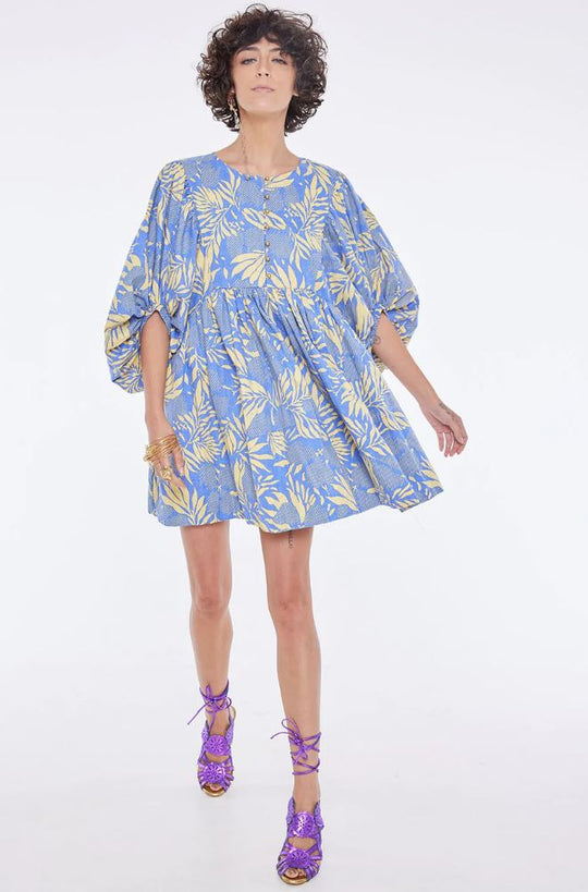 Load image into Gallery viewer, Madhu Mini Dress Palm Lavender/Lemon
