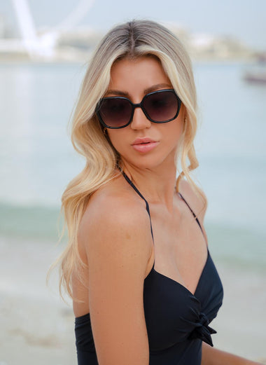 Oversized Black Sunglasses in Butterfly Design